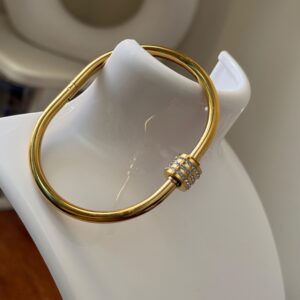 Plain screw 18k gold plated on Stainless Steel anti tarnish bracelet