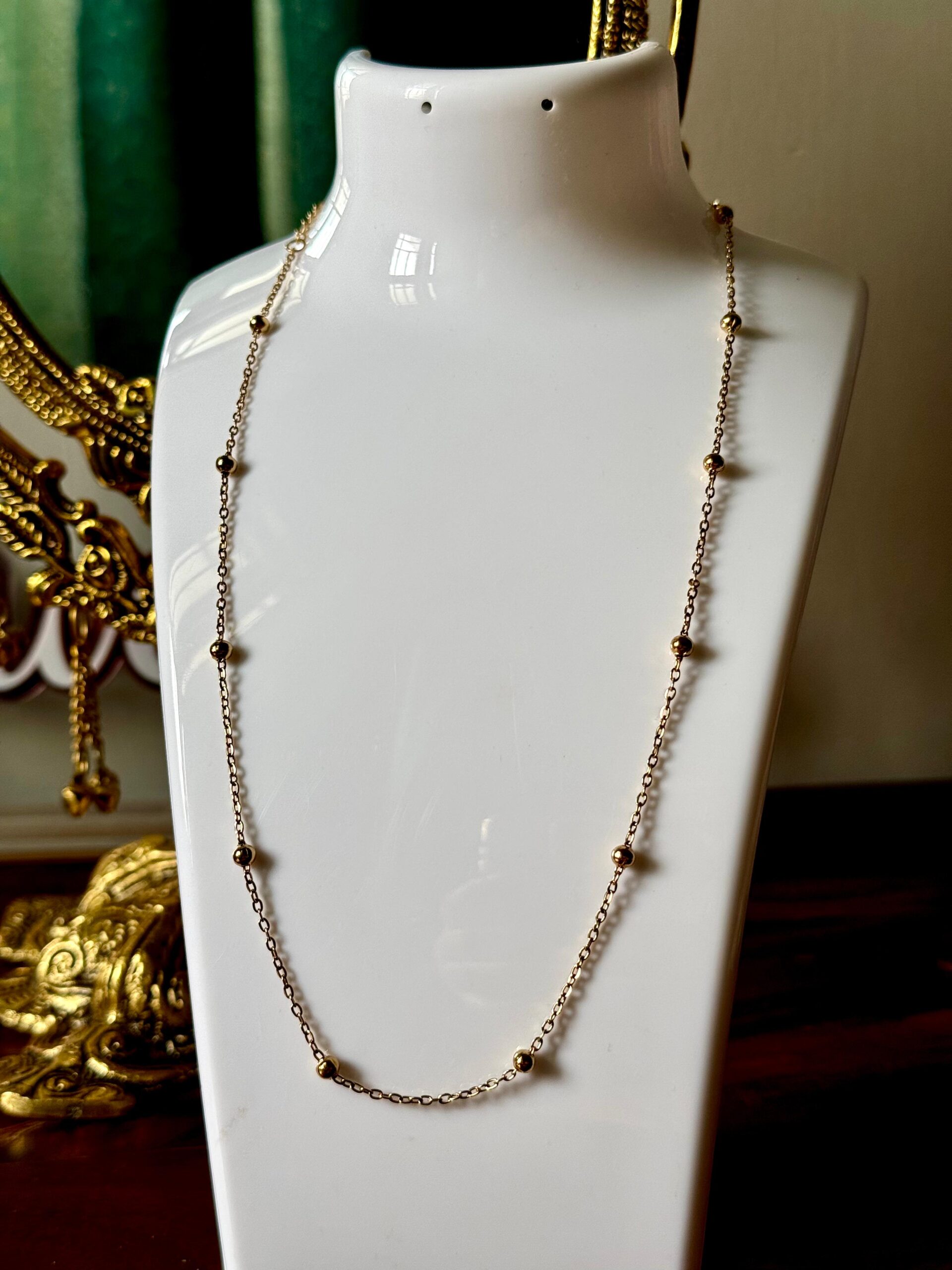 Beaded 18K gold plated on Stainless Steel Anti Tarnish necklace - Image 4