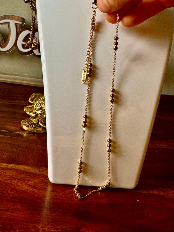 3 Beaded 18K gold plated on Stainless Steel Anti Tarnish necklace - Image 4