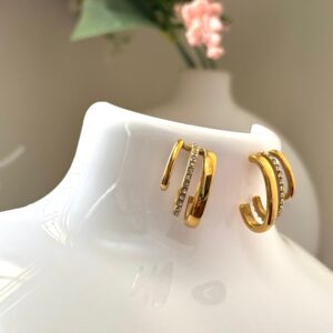 3 finger cuff model 18k Gold plated on stainless steel stud