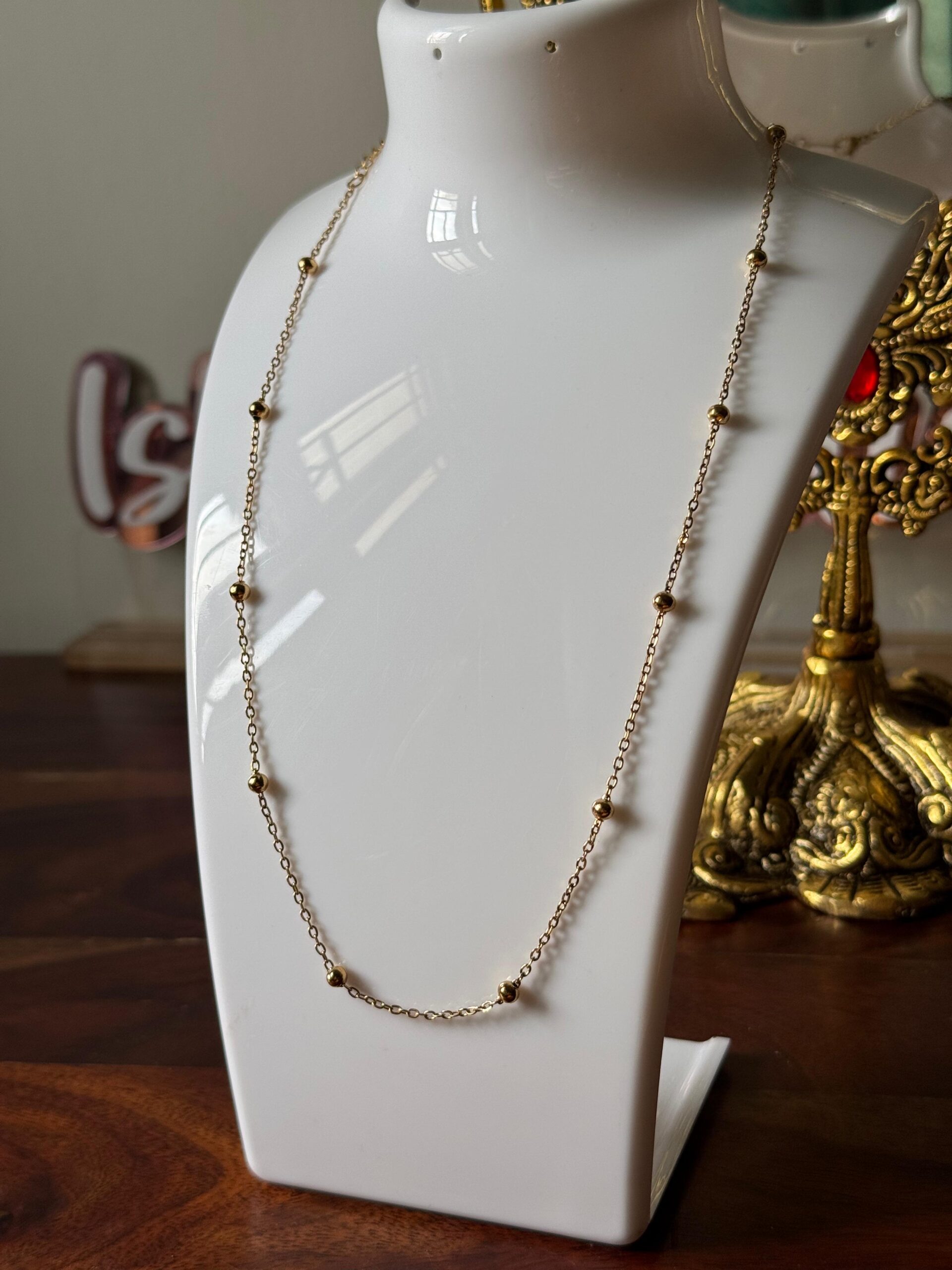 Beaded 18K gold plated on Stainless Steel Anti Tarnish necklace - Image 5