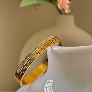 Greek Key design 18k gold plated on Stainless Steel anti tarnish bracelet