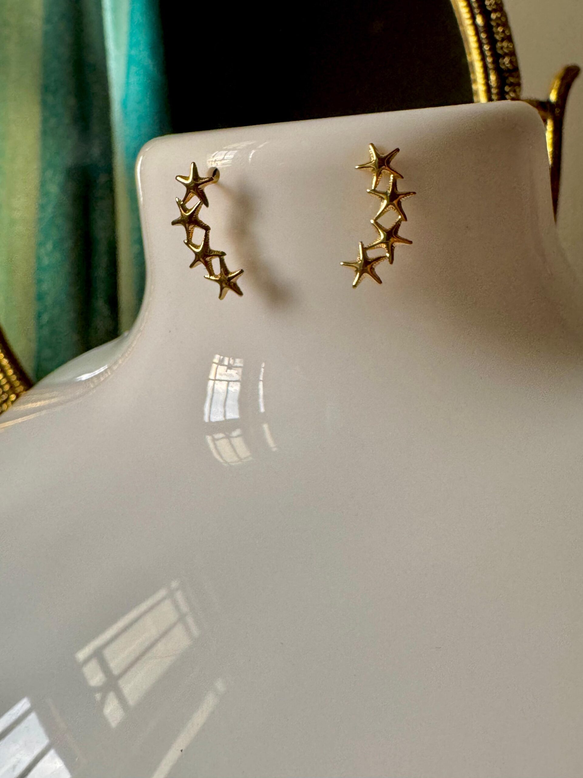 Multi stars Antitarnish 18k Gold plated on stainless steel side look stud - Image 4