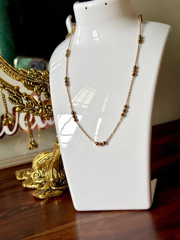 3 Beaded 18K gold plated on Stainless Steel Anti Tarnish necklace - Image 3