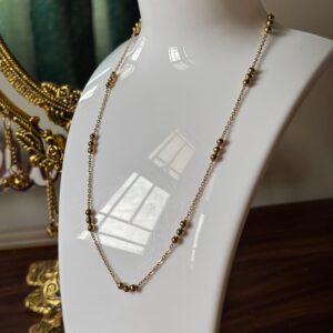 3 Beaded 18K gold plated on Stainless Steel Anti Tarnish necklace