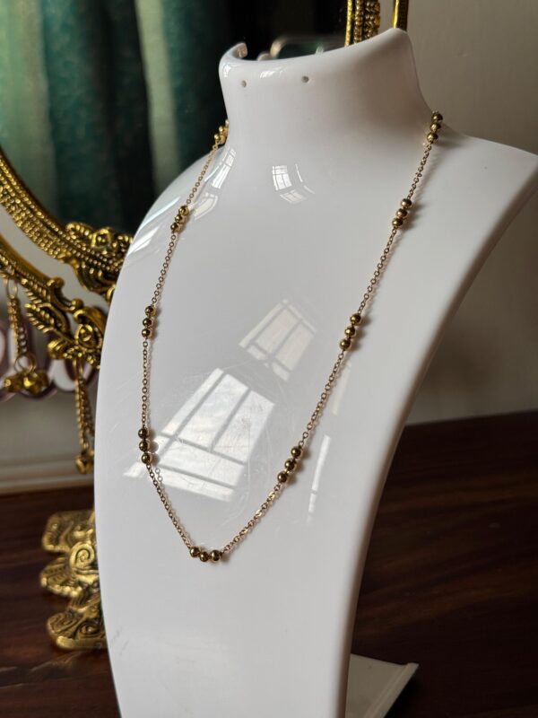 3 Beaded 18K gold plated on Stainless Steel Anti Tarnish necklace