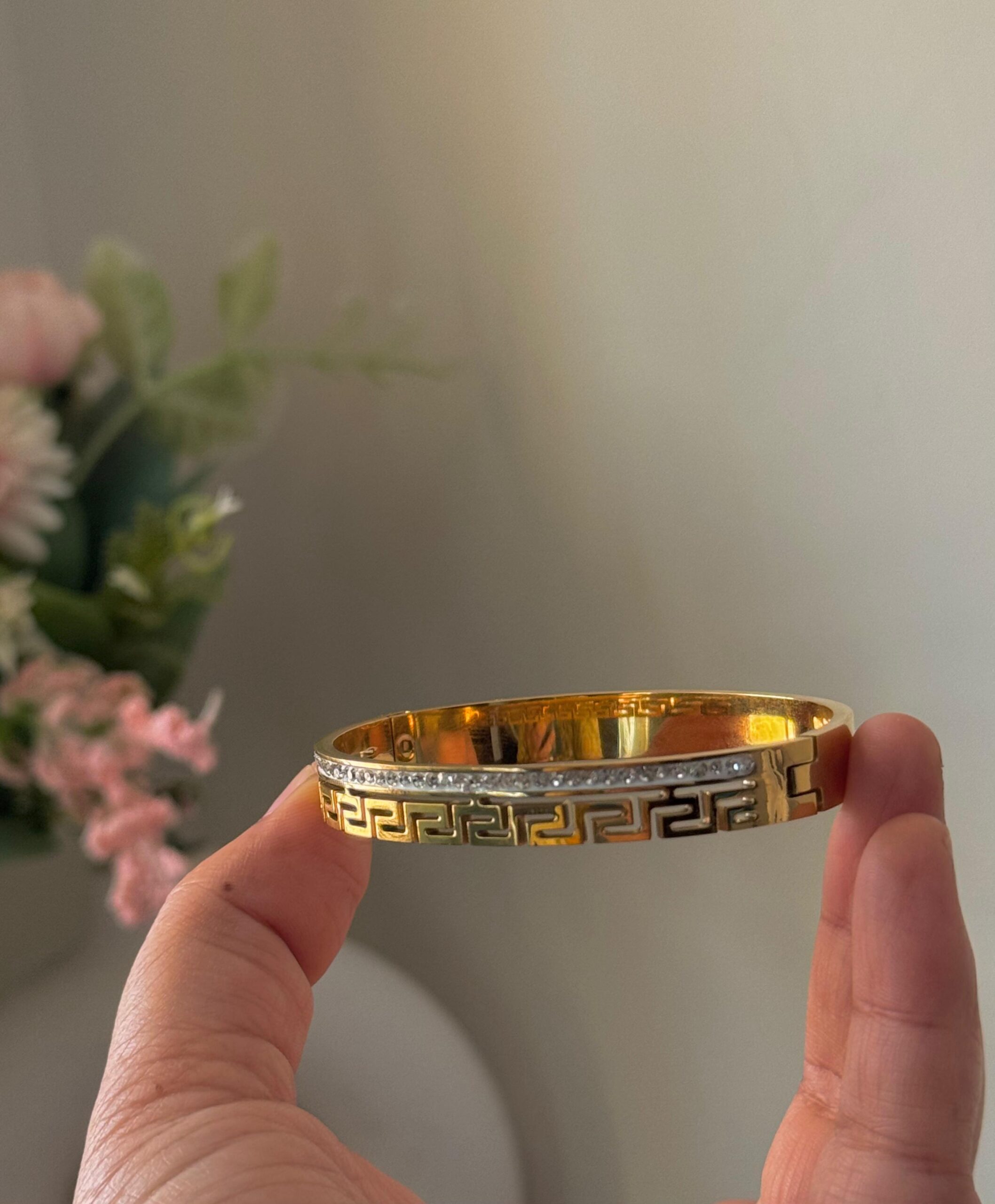 Greek Key design 18k gold plated on Stainless Steel anti tarnish bracelet - Image 6