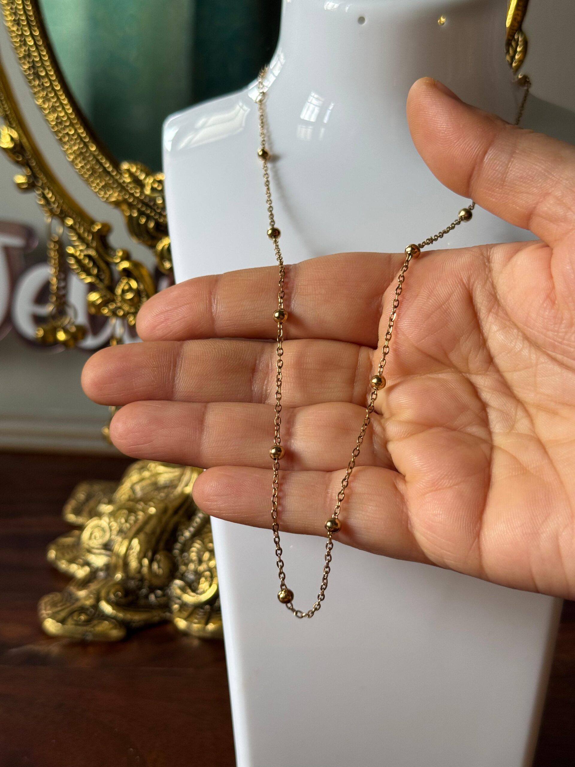 Beaded 18K gold plated on Stainless Steel Anti Tarnish necklace