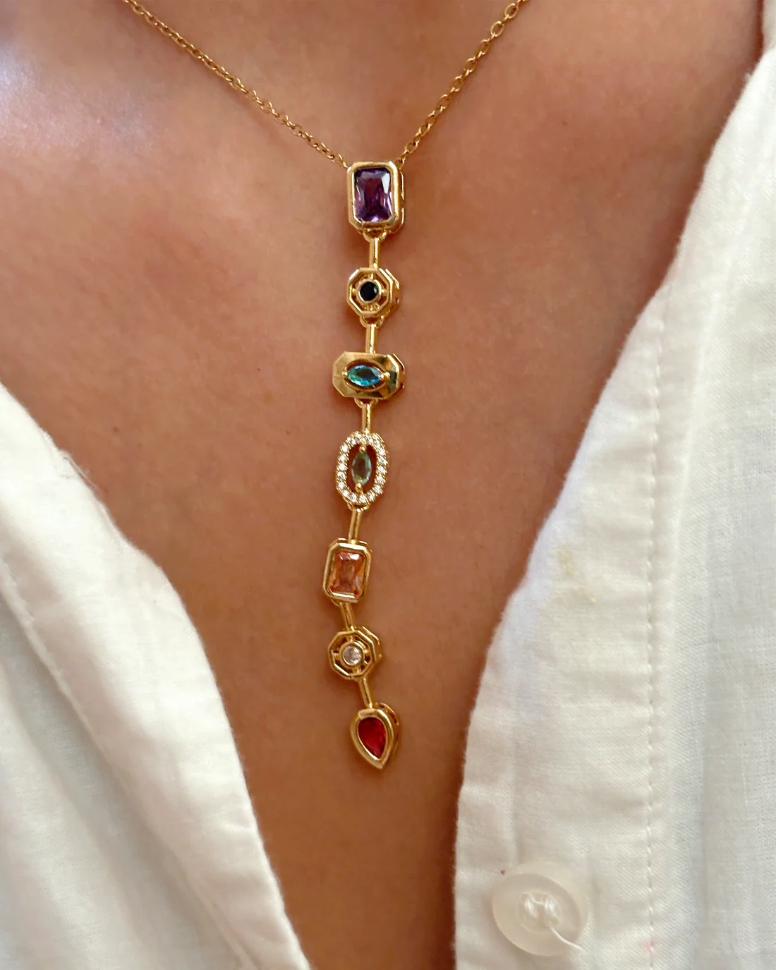 Spectrum Charm statement 18k gold plated on Stainless Steel Anti Tarnish necklace