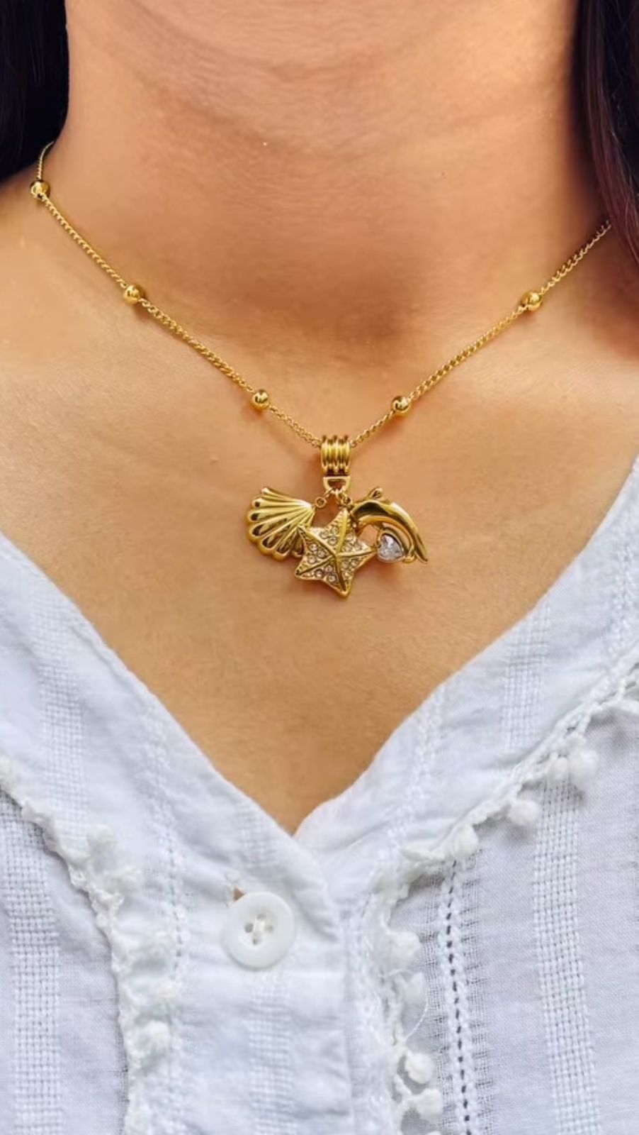 Marine theme design 18K gold plated on Stainless Steel Anti Tarnish necklace - Image 2