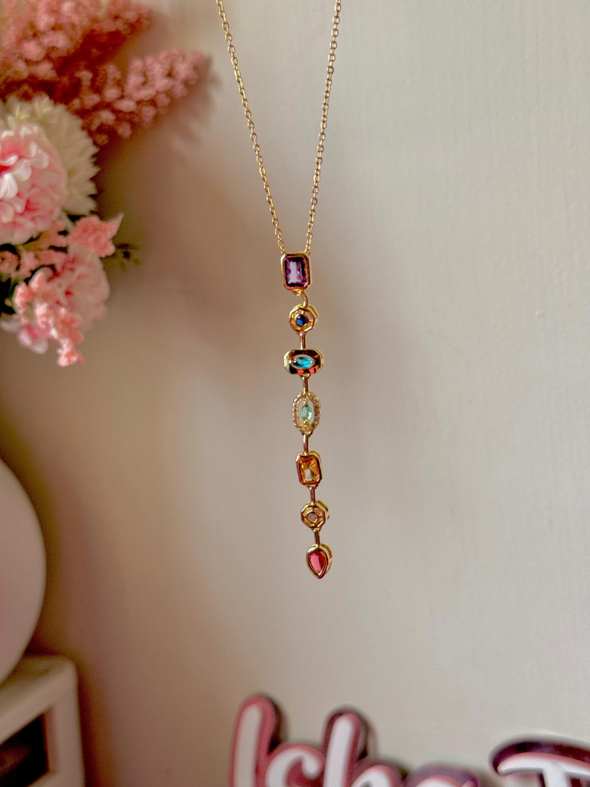 Spectrum Charm statement 18k gold plated on Stainless Steel Anti Tarnish necklace - Image 7