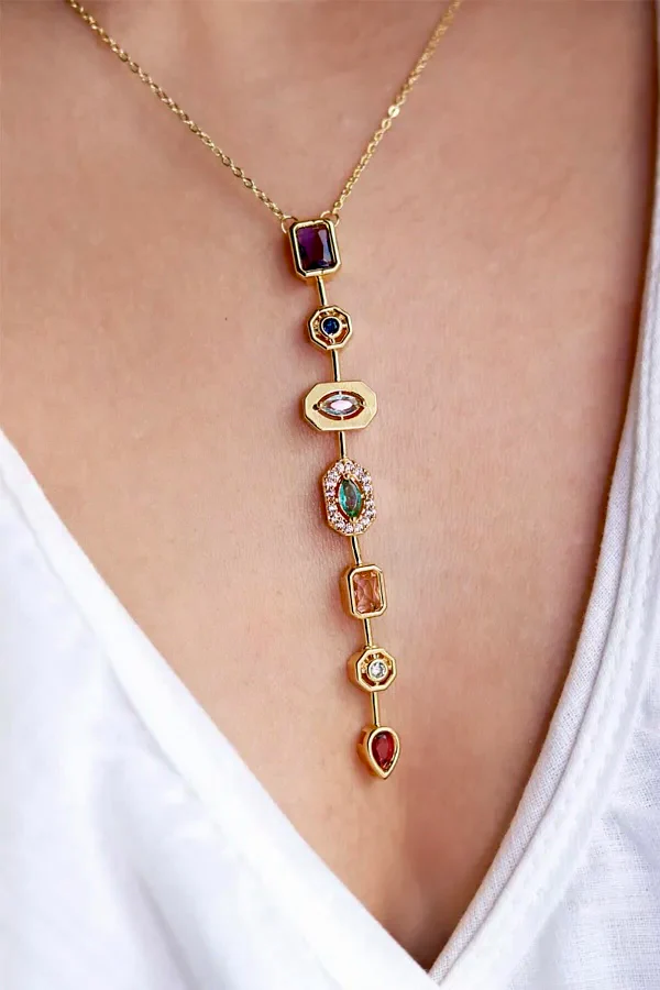 Spectrum Charm statement 18k gold plated on Stainless Steel Anti Tarnish necklace - Image 2