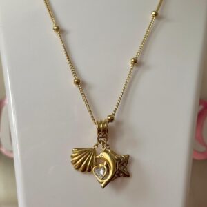 Marine theme design 18K gold plated on Stainless Steel Anti Tarnish necklace