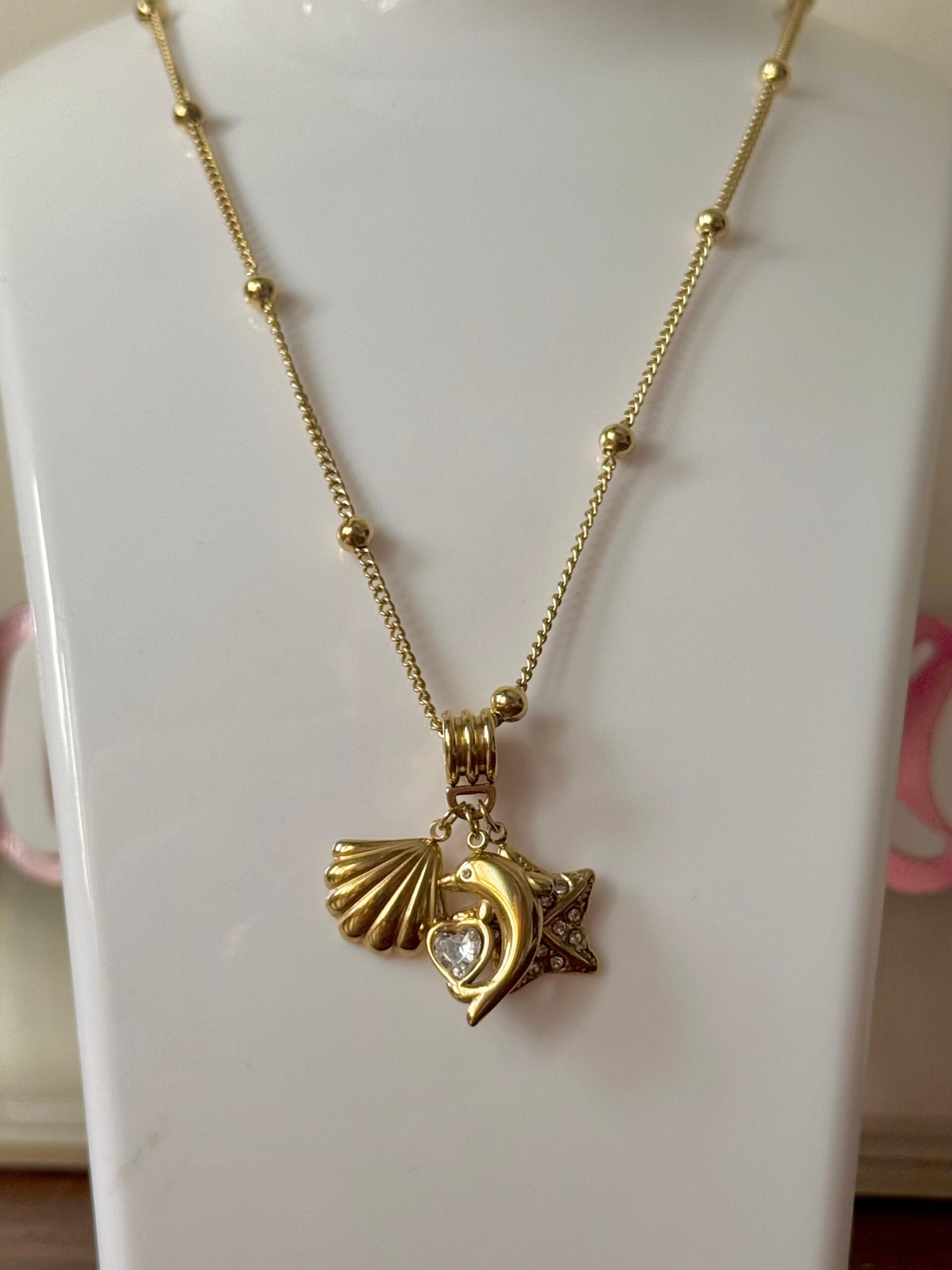 Marine theme design 18K gold plated on Stainless Steel Anti Tarnish necklace