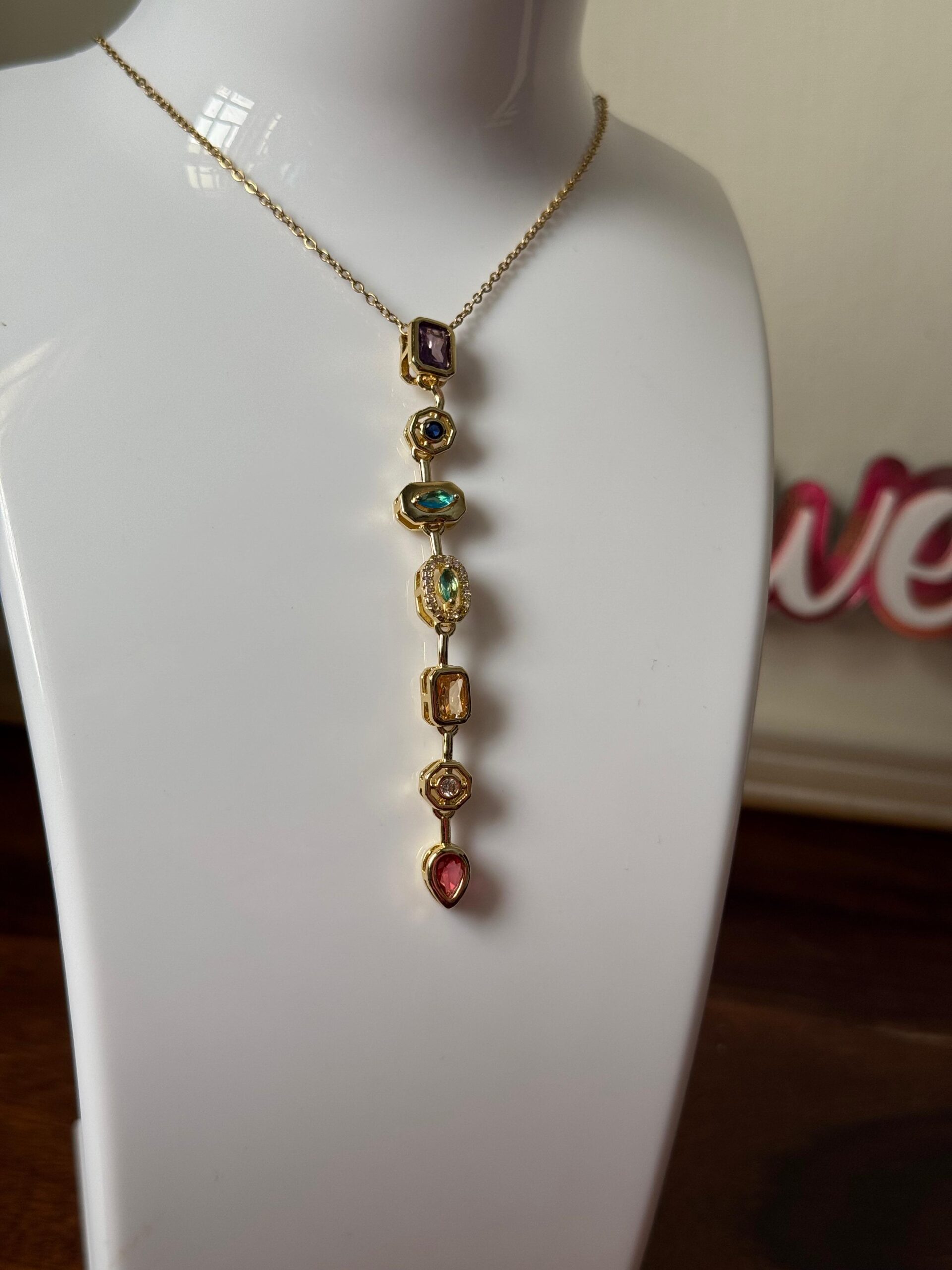 Spectrum Charm statement 18k gold plated on Stainless Steel Anti Tarnish necklace - Image 6