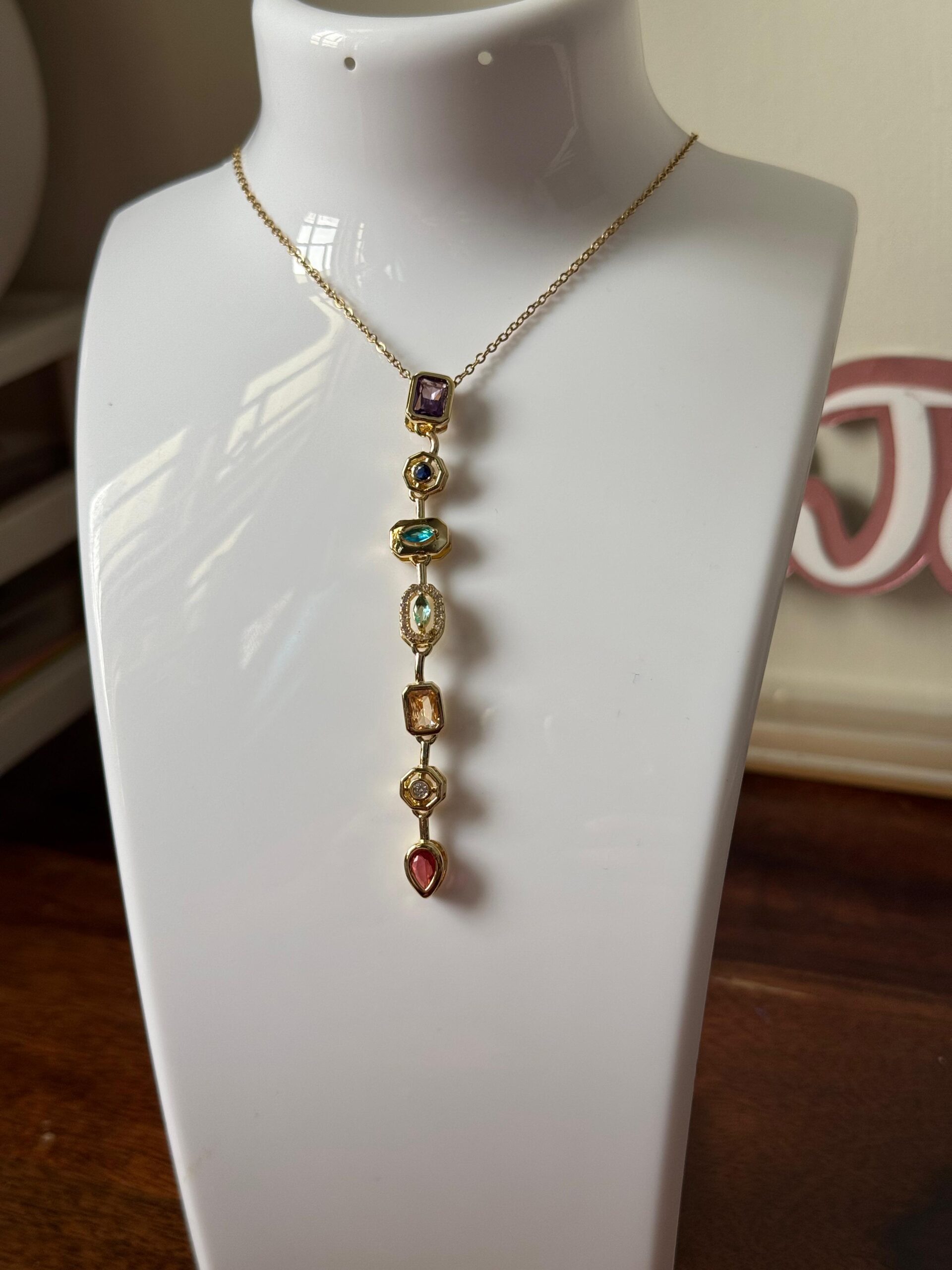 Spectrum Charm statement 18k gold plated on Stainless Steel Anti Tarnish necklace - Image 5