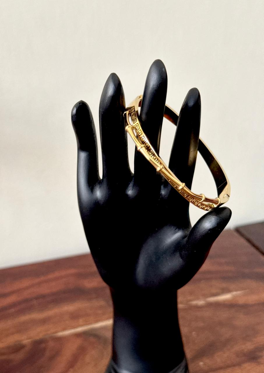 Greek key with Bamboo style 18k gold plated on Stainless Steel anti tarnish bracelet - Image 7