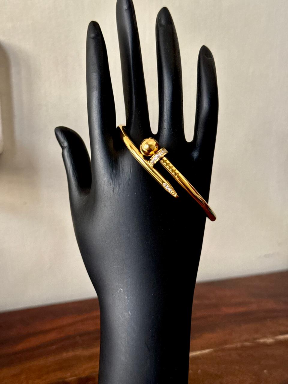 Bolt style Nail bracelet 18k gold plated on Stainless Steel anti tarnish bracelet - Image 2