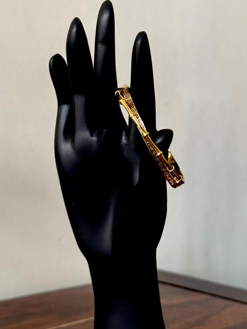 Greek key with Bamboo style 18k gold plated on Stainless Steel anti tarnish bracelet - Image 6