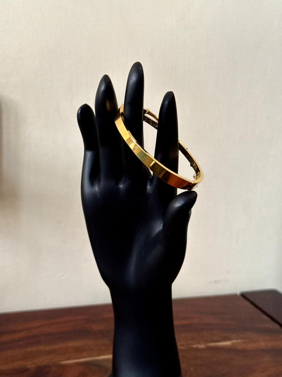 Greek key with Bamboo style 18k gold plated on Stainless Steel anti tarnish bracelet - Image 11