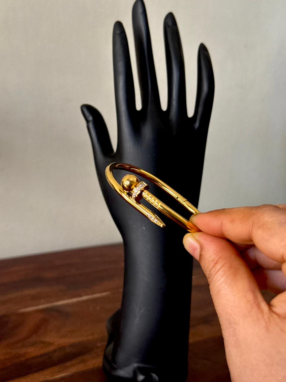 Bolt style Nail bracelet 18k gold plated on Stainless Steel anti tarnish bracelet - Image 4