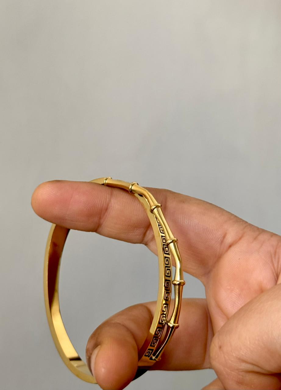 Greek key with Bamboo style 18k gold plated on Stainless Steel anti tarnish bracelet - Image 8