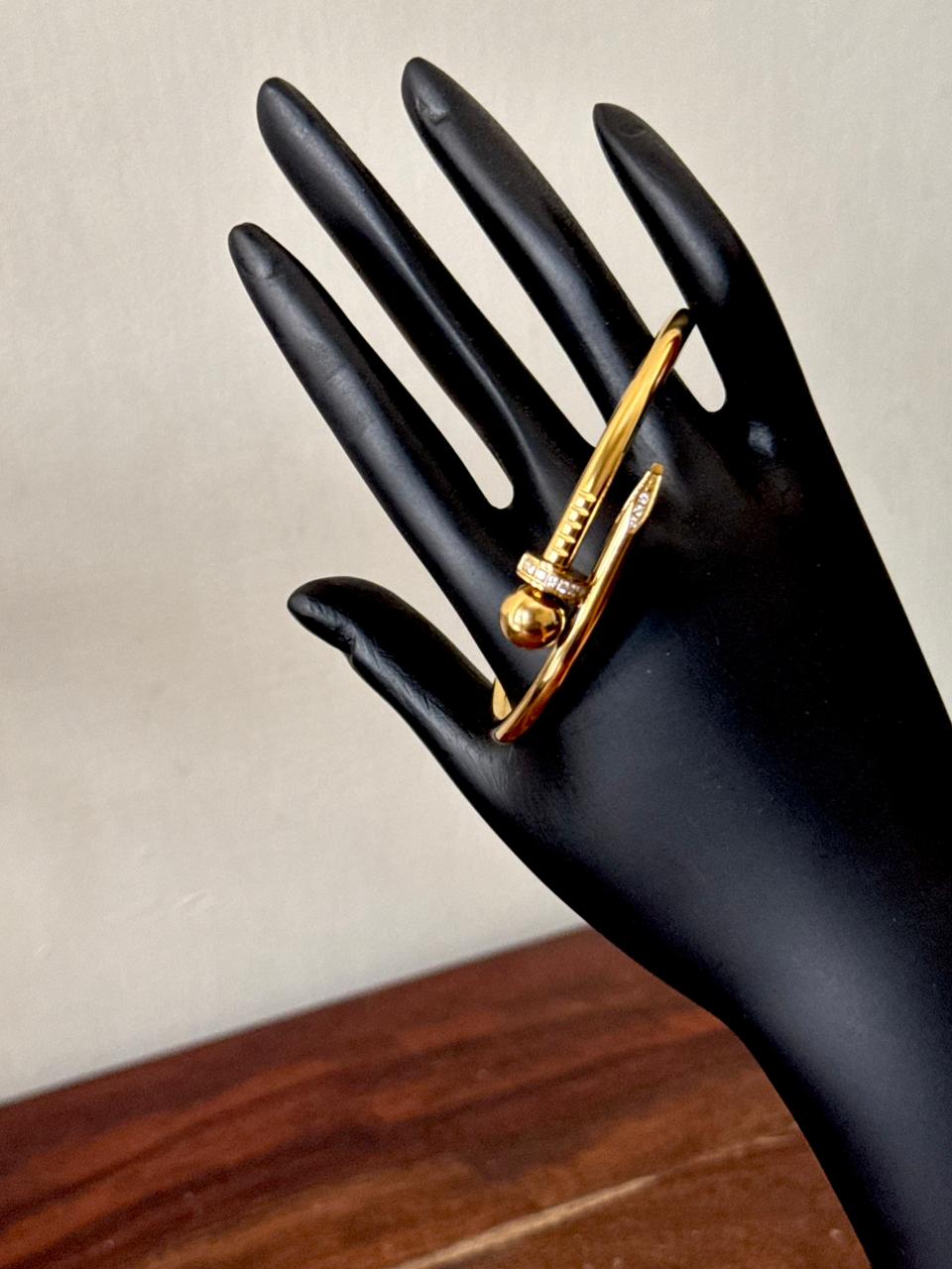 Bolt style Nail bracelet 18k gold plated on Stainless Steel anti tarnish bracelet - Image 9