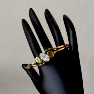 Cross Oval Solar 18k gold plated on Stainless Steel anti tarnish bracelet