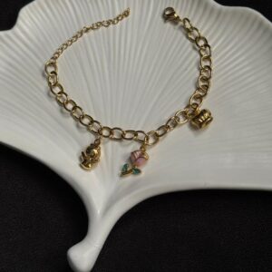 18k gold plated on stainless steel Princess charm rose chain bracelet