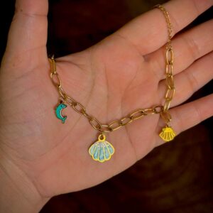18k gold plated on stainless steel Ocean charm Seashell chain bracelet