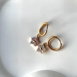 18k Gold plated on stainless steel Star drops Hoops earrings