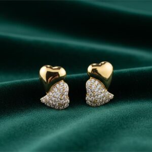 Double heart stud earrings Antitarnish 18k Gold plated on stainless steel