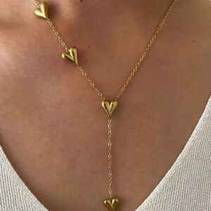 Heart drops 18k gold plated on Stainless Steel Anti Tarnish necklace