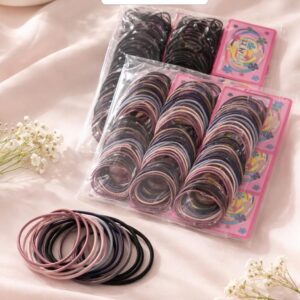 12 Thin hair ties (12 pieces each card) assorted colours/ full black available