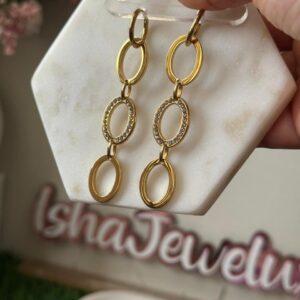 3 in 1 Oval model earrings Antitarnish 18k Gold plated on stainless steel