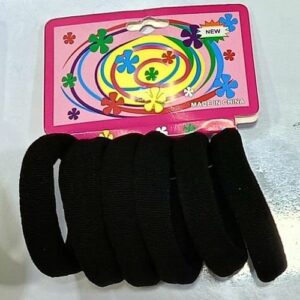 6 Black thick hair ties in each card