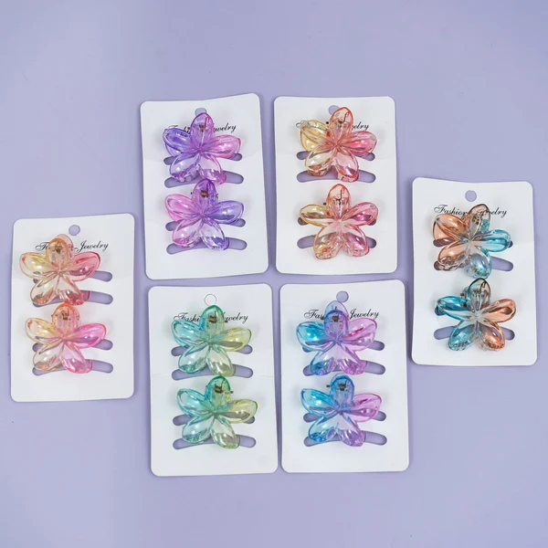 Gradient glossy super premium flower hair claws (2 pieces) - Image 2
