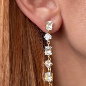 Crystal drops earrings Antitarnish 18k Gold plated on stainless steel