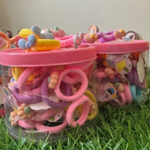 Cute toy hair ties assorted colours ( 15rs each pair)