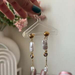 Square pearl 2 in 1 earrings Antitarnish 18k Gold plated on stainless steel