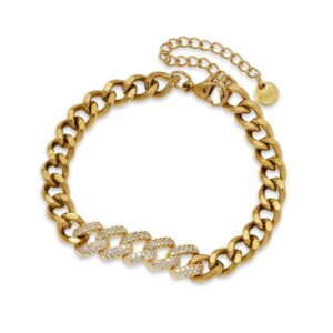 Bold chain women's 18k gold plated on stainless steel chain bracelet