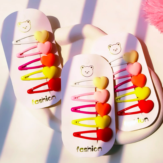 Heart Hair Clips set (5 pieces) - Image 6