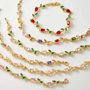 TULIP Antitarnish 18K Gold plated on stainless steel chain bracelet (DM For colours)