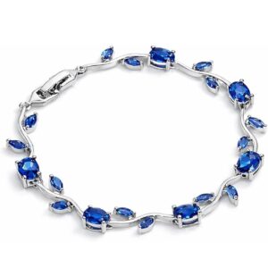 TULIP Dark Blue Antitarnish Silver plated on stainless steel chain bracelet