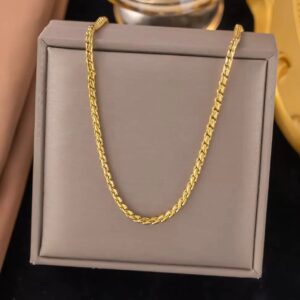 Unisex Braided 18k gold plated on Stainless Steel Anti Tarnish necklace