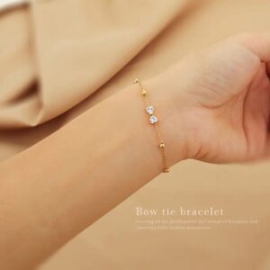 Simple Bow 18k gold plated on stainless steel chain bracelet