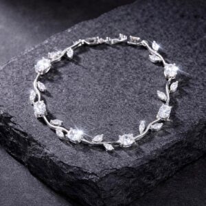 TULIP White Antitarnish Silver plated on stainless steel chain bracelet