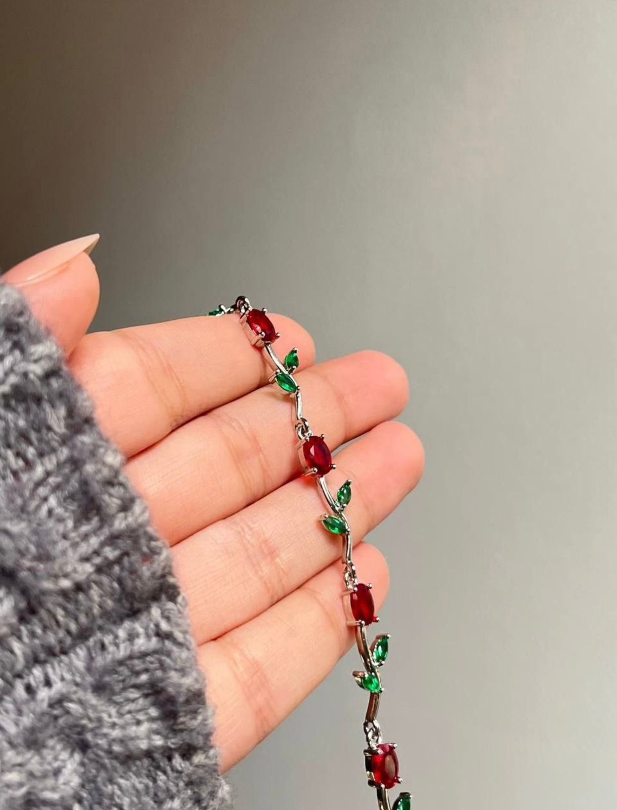 TULIP Antitarnish Silver plated on stainless steel chain bracelet - Image 2