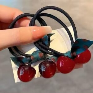 Cherry double strong hair ties two colours available (1 piece)