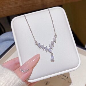 Silver coated V-shaped Stainless Steel Anti Tarnish necklace